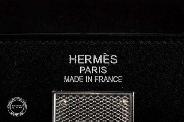 Hermès Kelly 35cm Black Tadelakt PHW Guilloche
