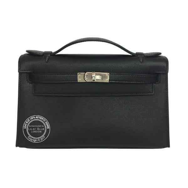 Hermès Kelly 22cm Black Mini Pochette Swift PHW