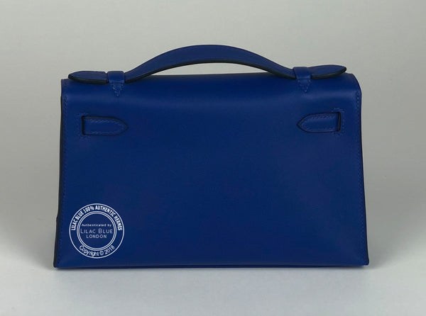 Hermès Kelly 22cm Bleu Electrique Mini Pochette Swift GHW