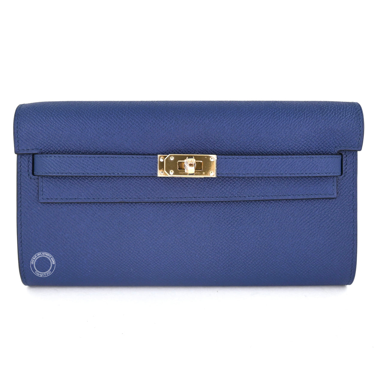 Hermès Kelly 20cm Wallet to Go Bleu Saphir Epsom GHW
