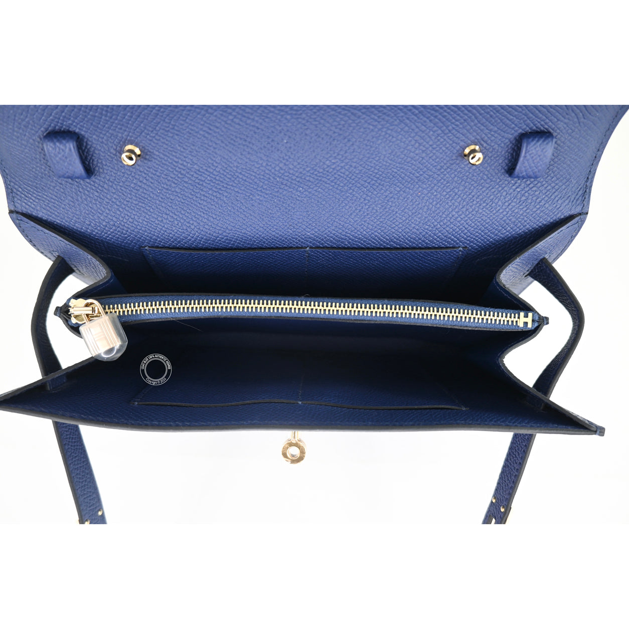 Hermès Kelly 20cm Wallet to Go Bleu Saphir Epsom GHW