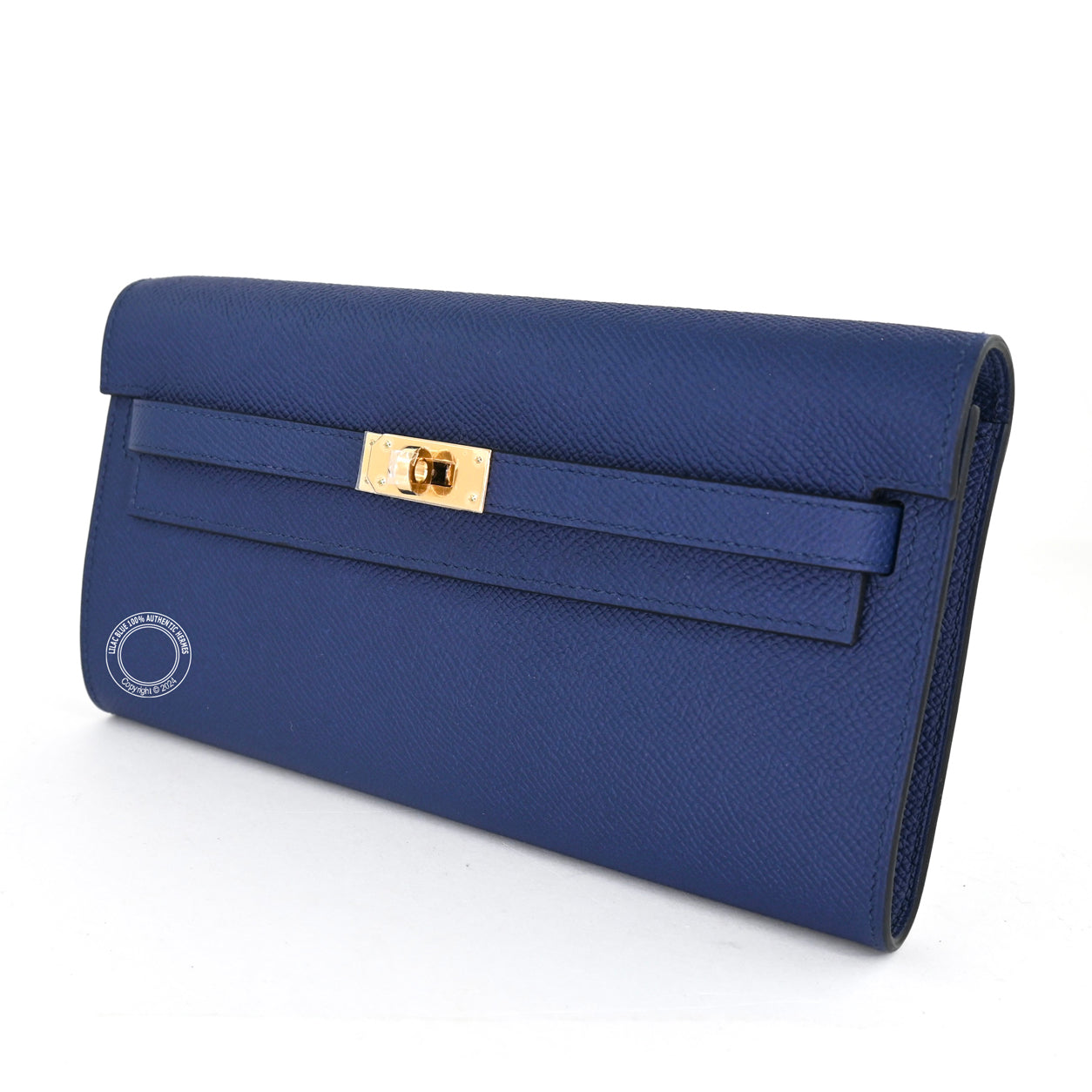 Hermès Kelly 20cm Wallet to Go Bleu Saphir Epsom GHW