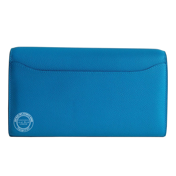 Hermes Constance Wallet To Go Bleu de France Evercolor PHW