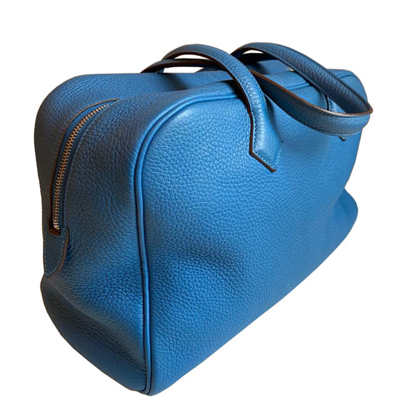 Hermès Victoria II Bleu de Galice Clemence PHW - Preloved