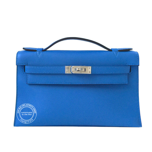 Hermès Kelly 22cm Bleu Paradis Mini Pochette Swift PHW
