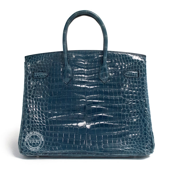 Hermès Birkin 35cm Brighton Blue Shiny Croc PHW