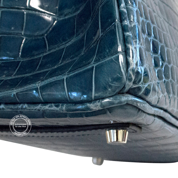 Hermès Birkin 35cm Brighton Blue Shiny Croc PHW