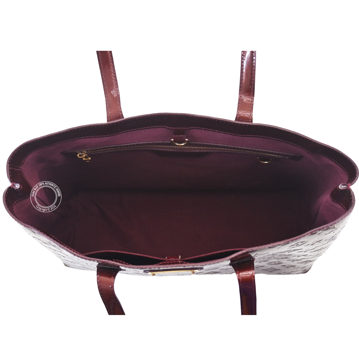 Louis Vuitton Wilshire Tote MM Burgundy Monogram Vernis GHW - Preloved