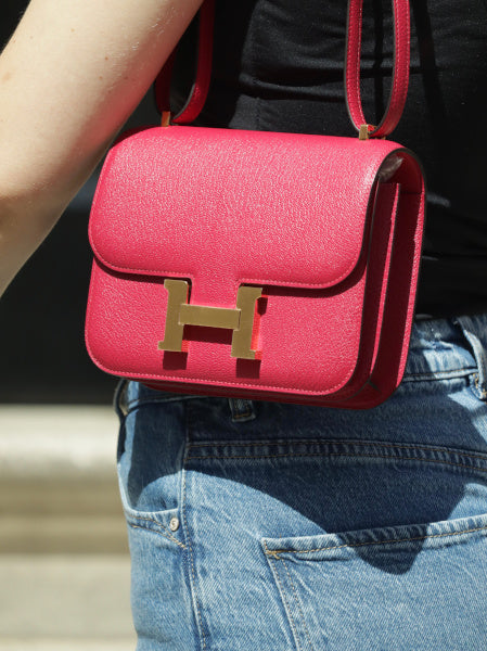 Hermès Constance 18cm Framboise Chevre GHW