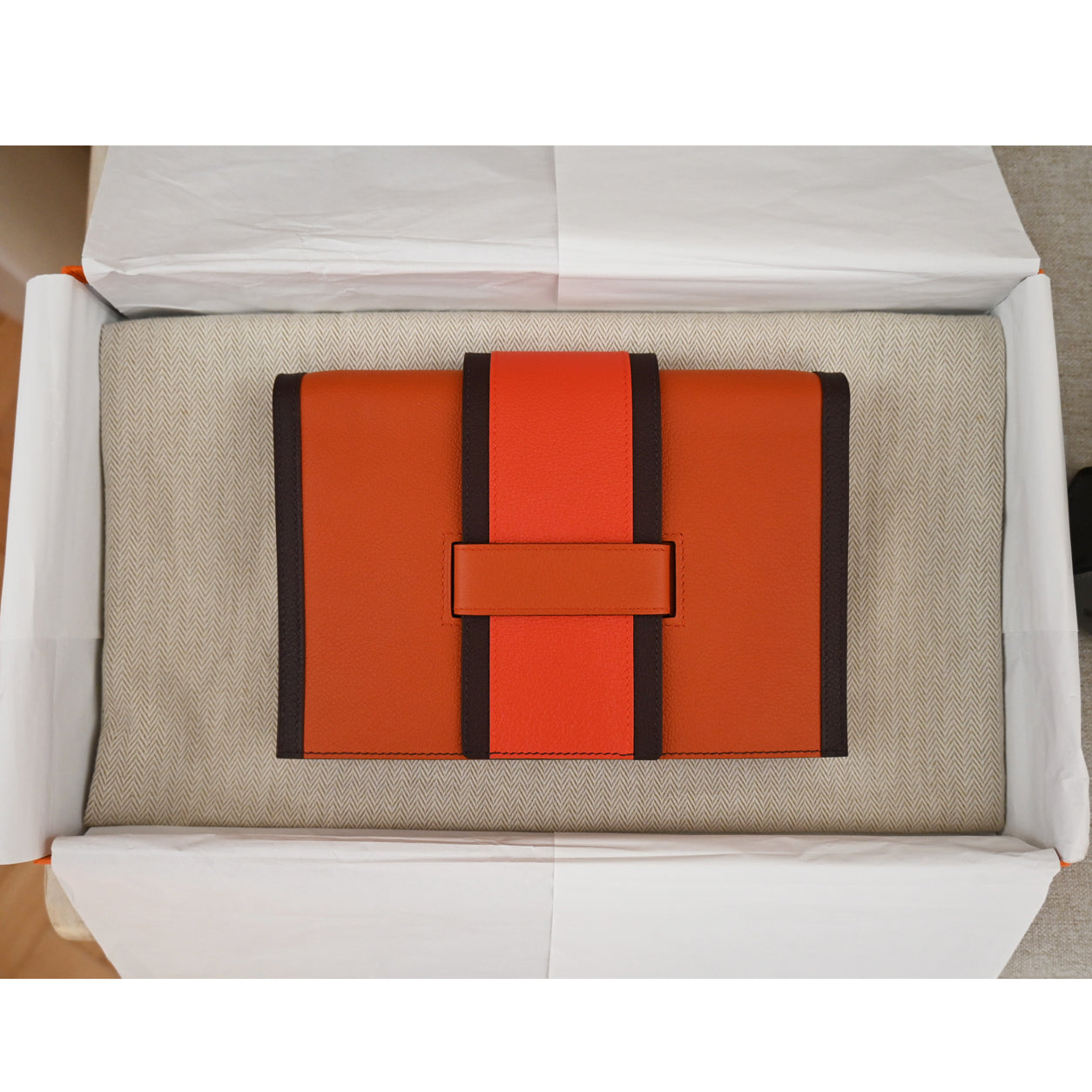 Hermès H Passant 21cm Evercolor Terre Battue/Capucine/Rouge Sellier