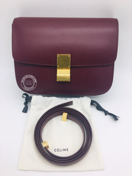 Celine Classic Box Bag Medium Burgundy