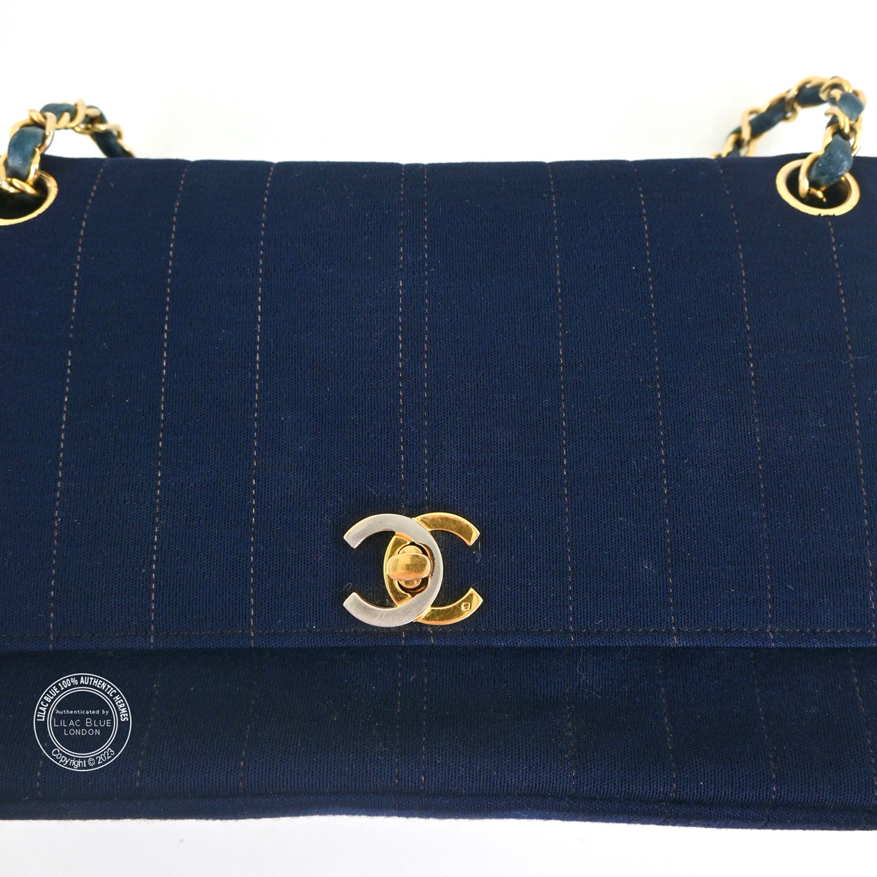 Chanel 2.55 Navy Cloth GHW - Preloved