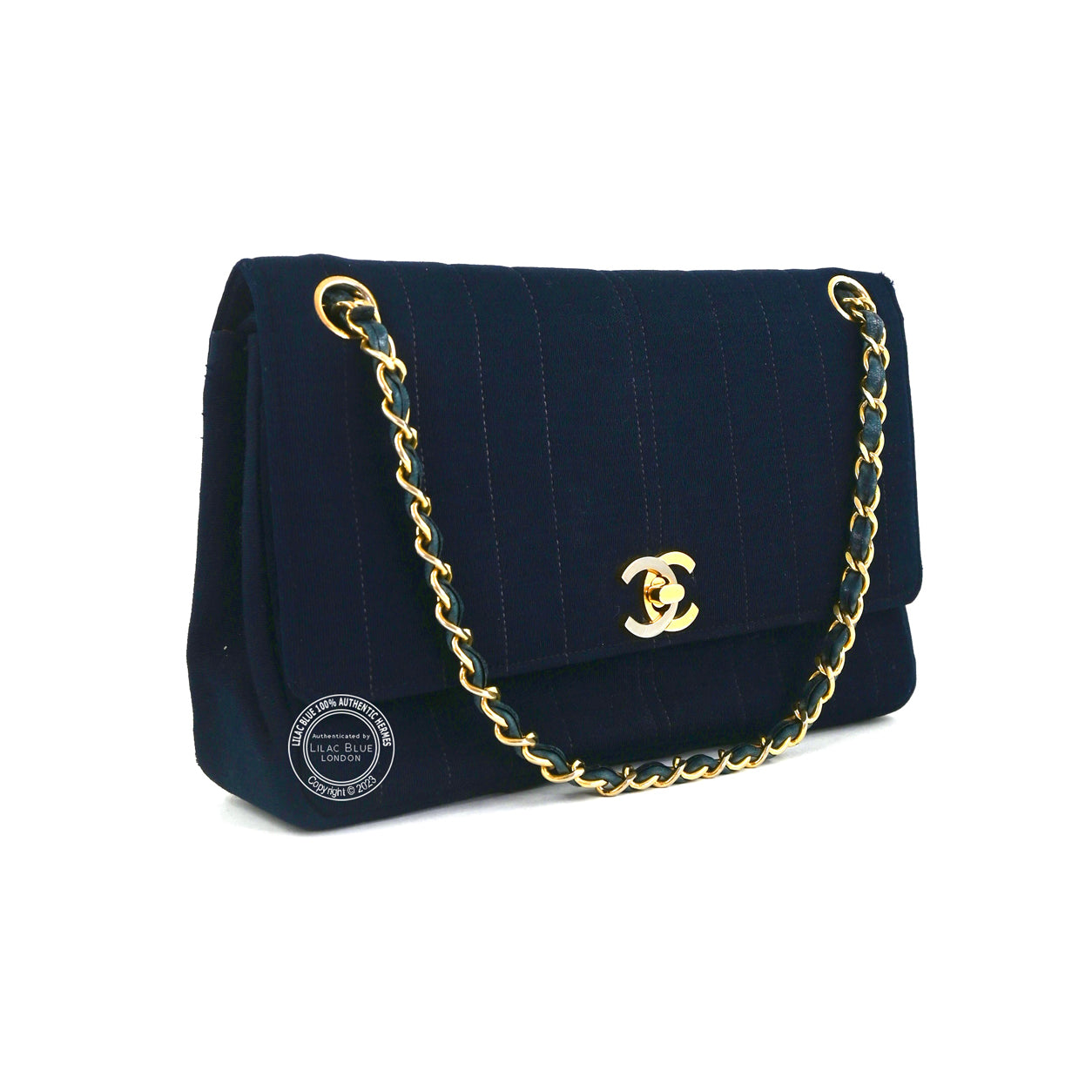 Chanel 2.55 Navy Cloth GHW - Preloved