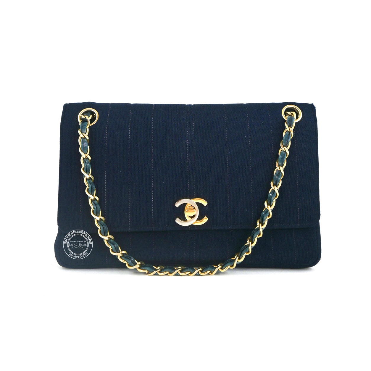 Chanel 2.55 Navy Cloth GHW - Preloved