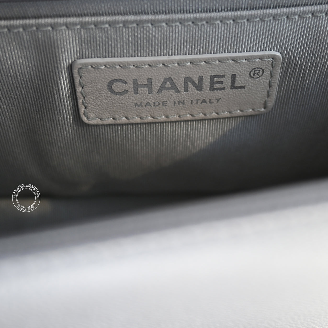 Chanel Boy Bag Metallic Silver Lambskin Ruthenium - Preloved