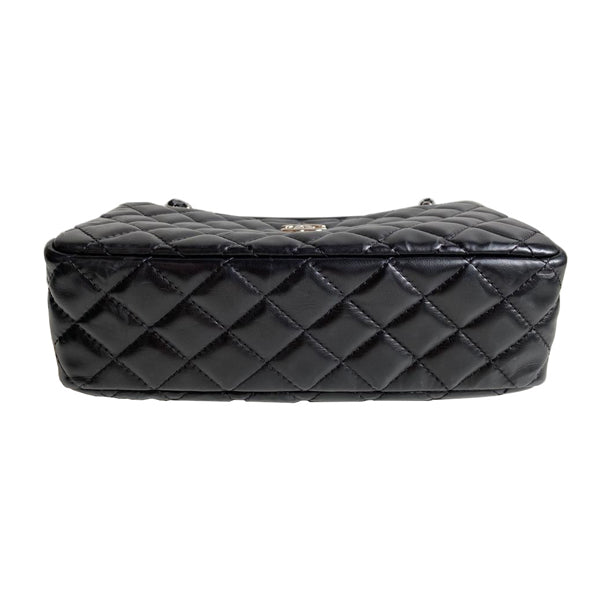 Chanel Classic Camera Case Black Lambskin Silver- Preloved