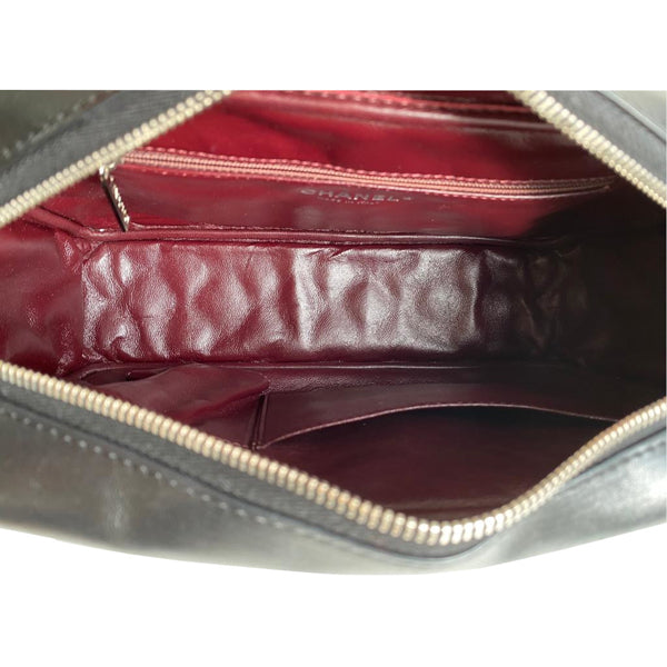 Chanel Classic Camera Case Black Lambskin Silver- Preloved