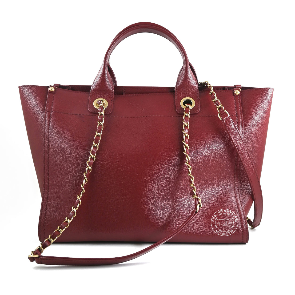 Chanel Deauville Tote PM Red Caviar GHW -Preloved