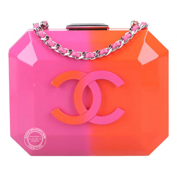 Chanel Minaudiere Ombre Clutch Orange/Fuschia Plexiglass