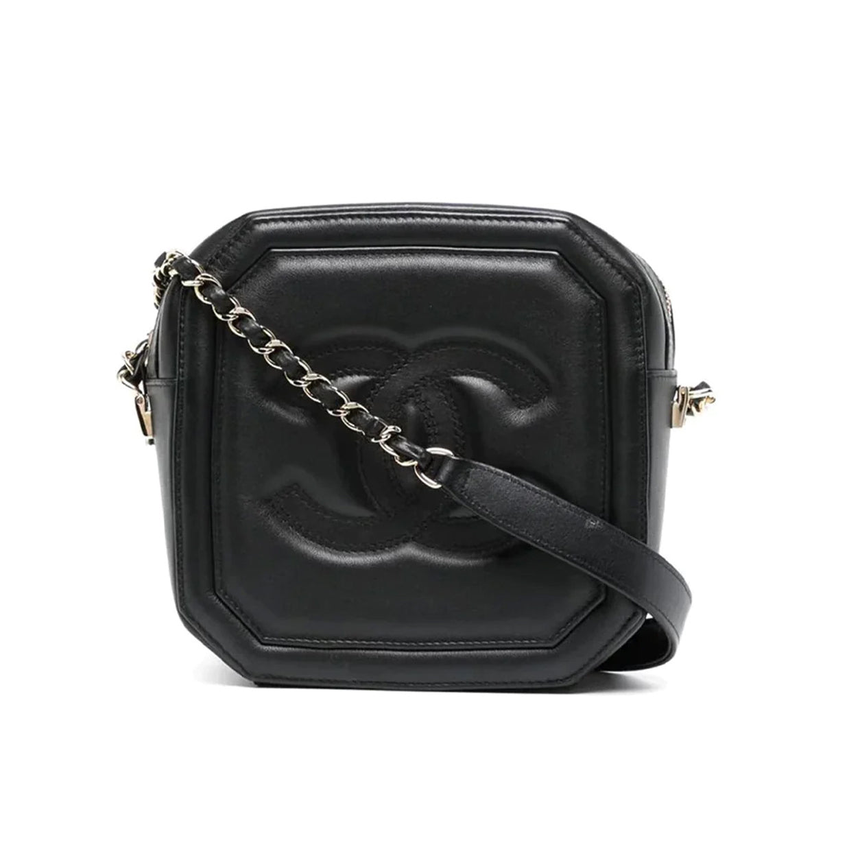 Chanel Octagon Camera Bag Black Lambskin PHW - Preloved