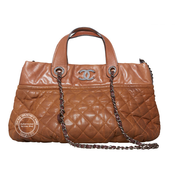 Chanel Quilted Shopper Bag in Tan Leather - Preloved