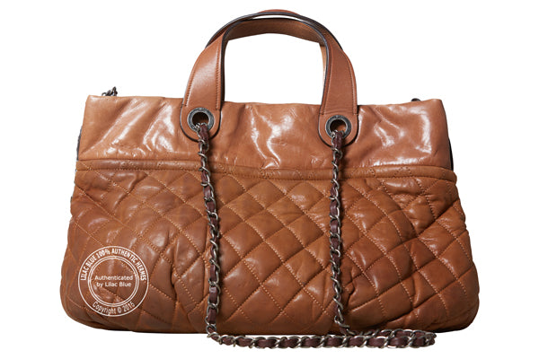 Chanel Quilted Shopper Bag in Tan Leather - Preloved