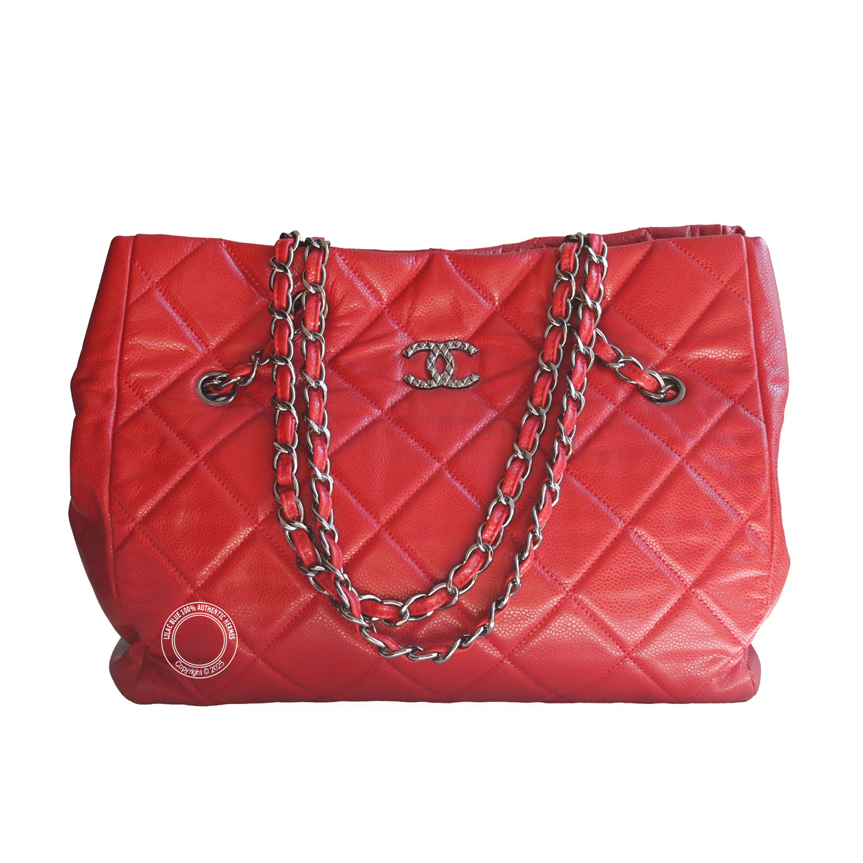 Chanel Tote Red Quilted Caviar Leather PHW - Preloved