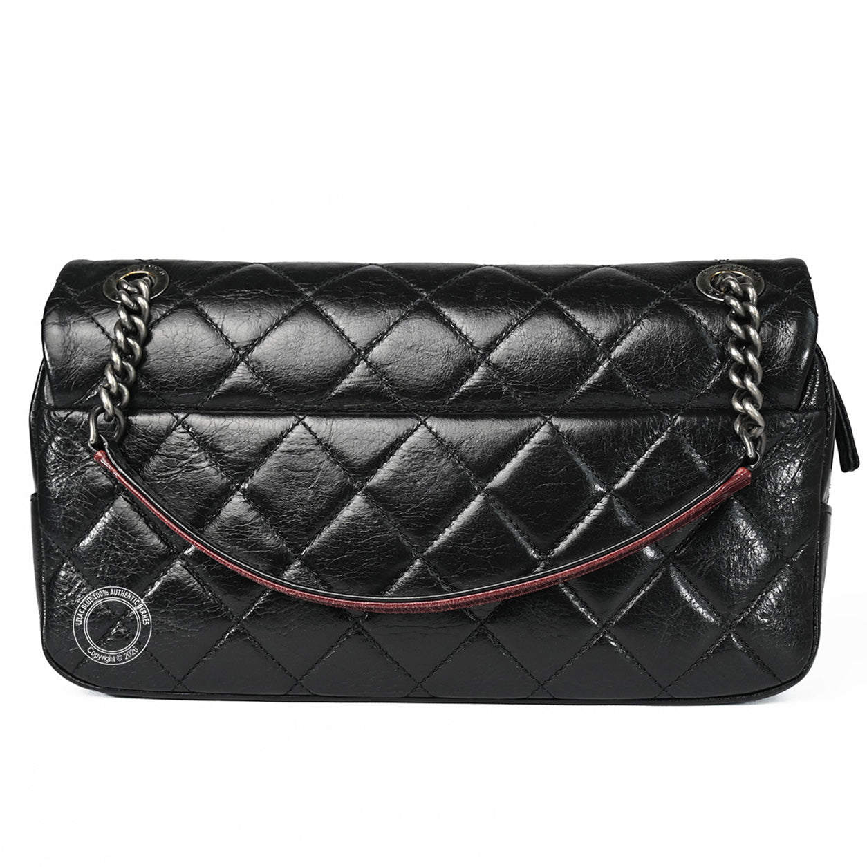 Chanel Easy Flap Black Aged Calfskin Ruthenium HW - Preloved