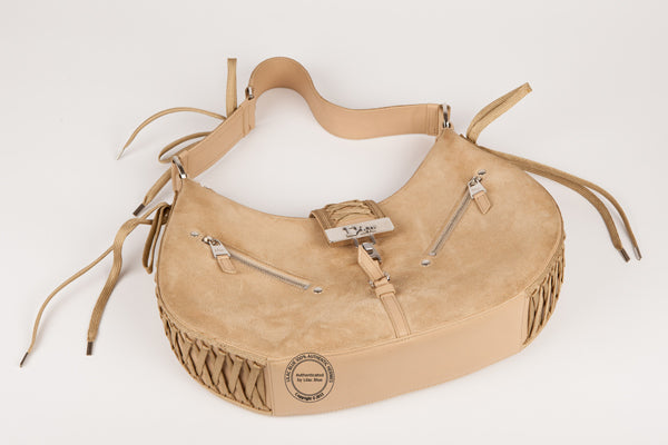 Christian Dior Beige Suede Small Shoulder Bag