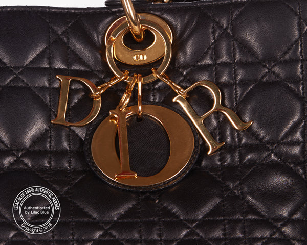 Christian Dior Black Bag. Gold, Lambskin - Preloved