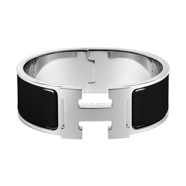 Hermès Clic Clac H Black with Silver Hardware