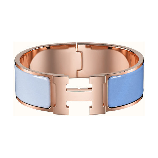 Hermès Clic Clac H Bleu Lavande/Bleu Lapin with Rose Gold Hardware
