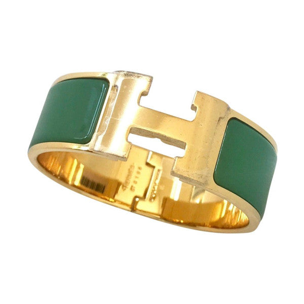 Hermès Clic Clac H Vert Premier/Vert Mousse with Yellow Gold Hardware