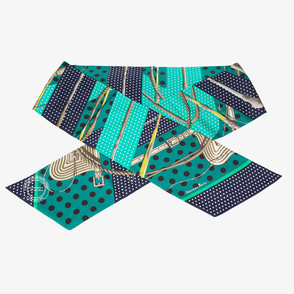 Hermès Maxi Twilly Clic Clac a Pois. Green - Preloved