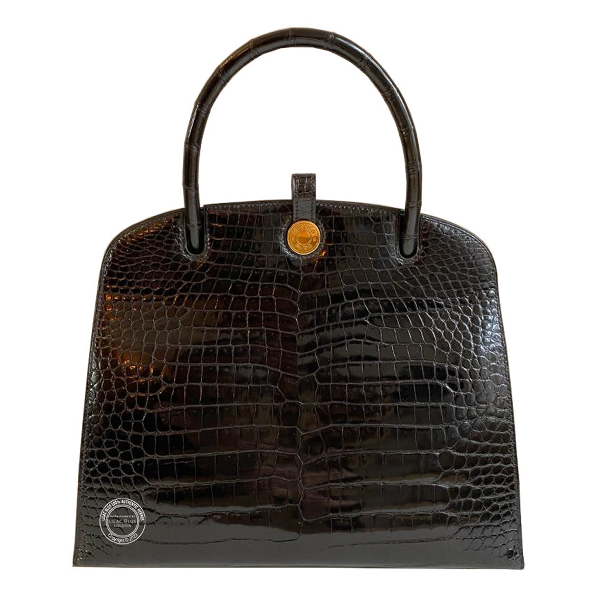 Hermès Dalvy Black Shiny Croc GHW - Vintage