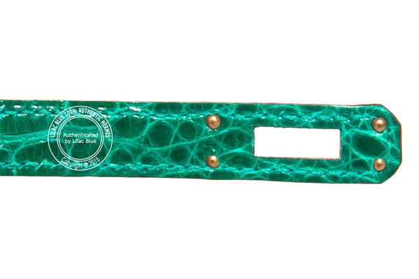 Hermès Kelly 22cm Emerald Mini Pochette Matte Alligator GHW, Gold
