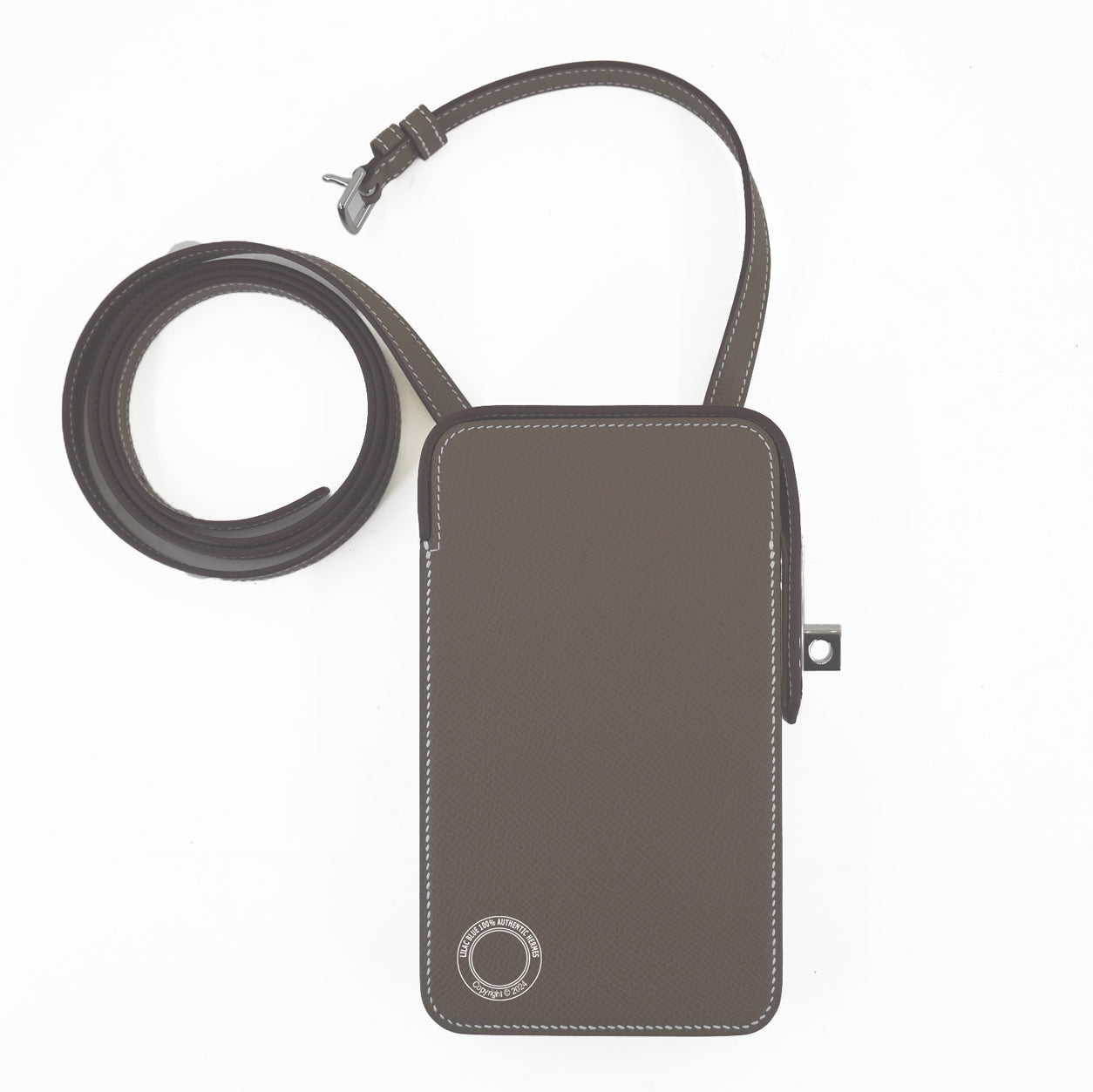 Hermès HAC a Box Phone Case Etoupe Epsom PHW