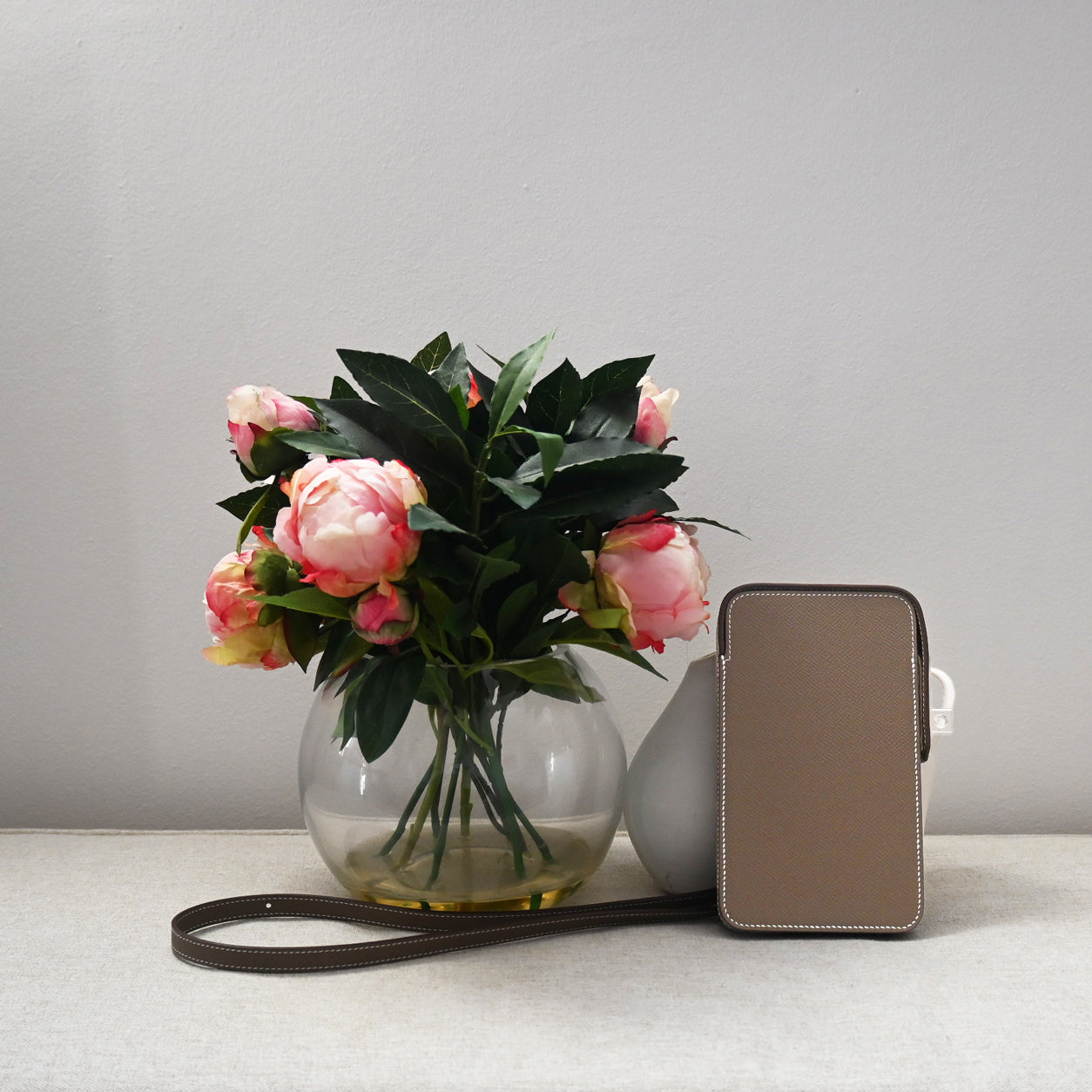 Hermès HAC a Box Phone Case Etoupe Epsom PHW