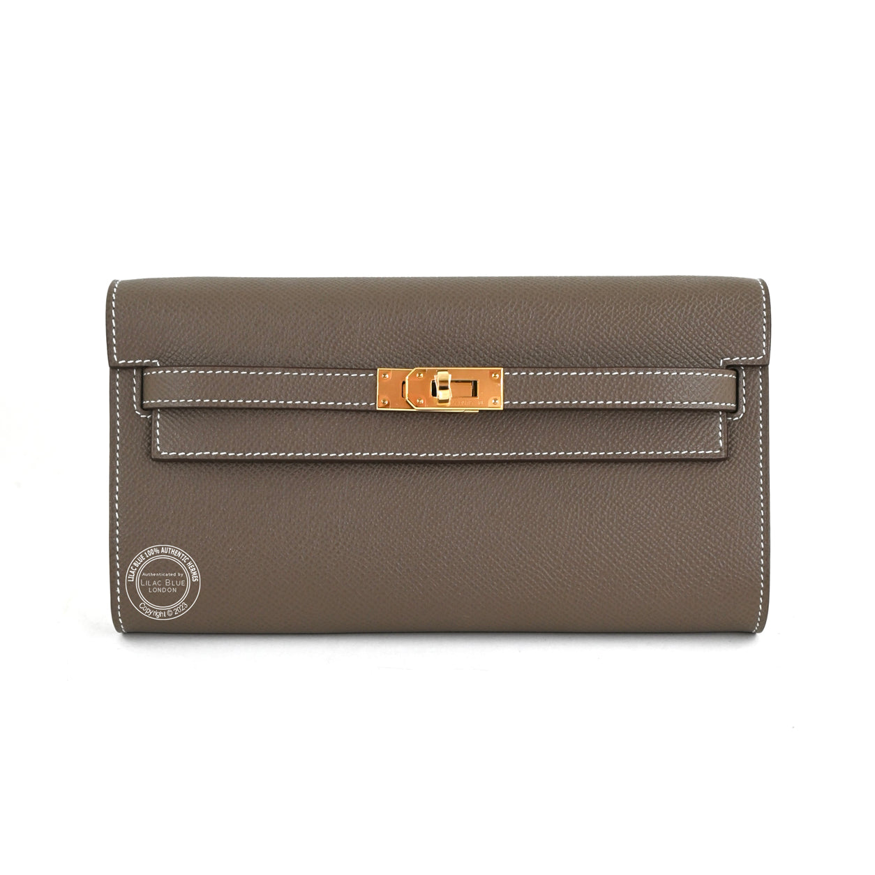 Hermès Kelly Wallet to Go Etoupe Epsom GHW