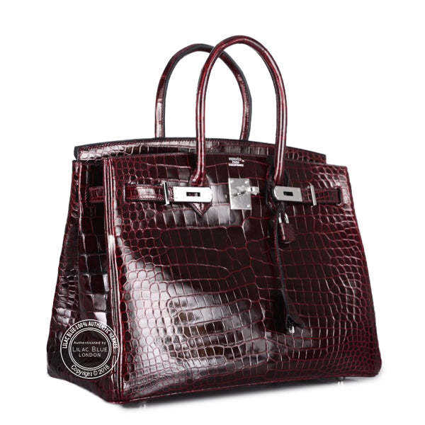 Hermès Birkin 30cm Bordeaux Shiny Croc PHW