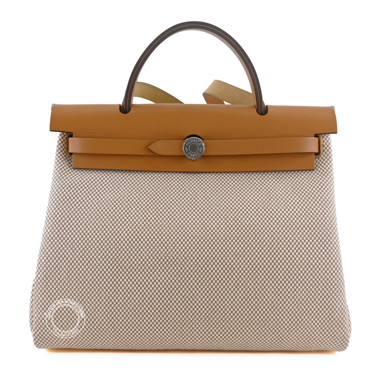 Hermès Herbag 31cm Fauve/Ecru Hunter Toile Q PHW