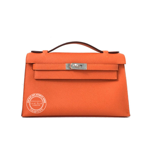 Hermès Kelly 22cm Feu Mini Pochette Epsom PHW