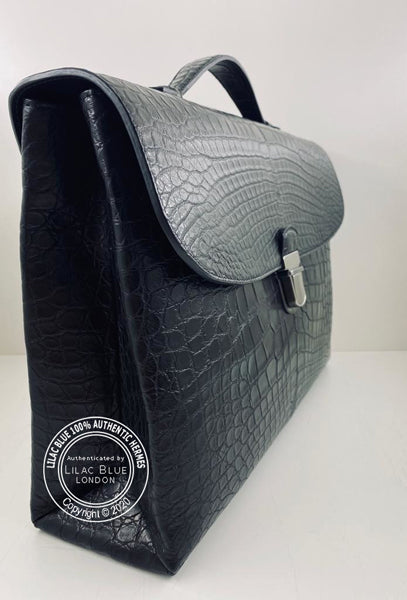 Georgio Armani Briefcase Black Matte Alligator