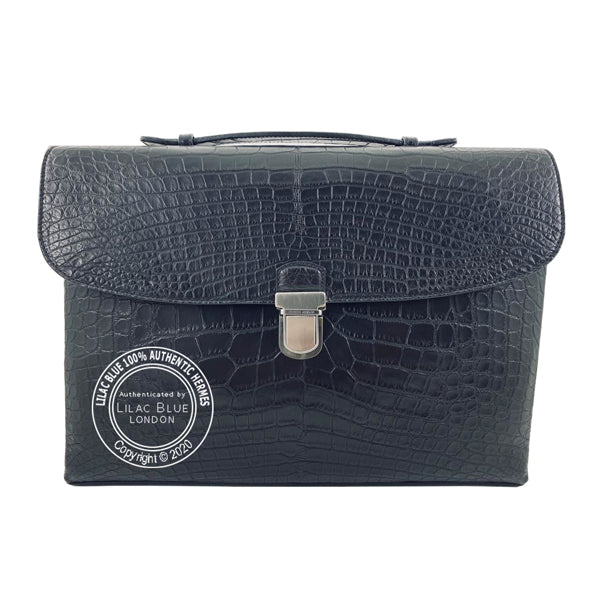 Georgio Armani Briefcase Black Matte Alligator