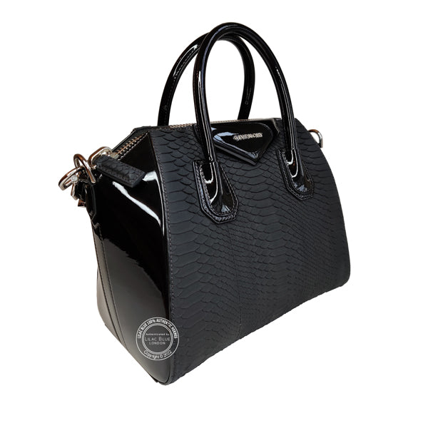 Givenchy Antigona Tote Black Patent Leather/Python, Gold - As New