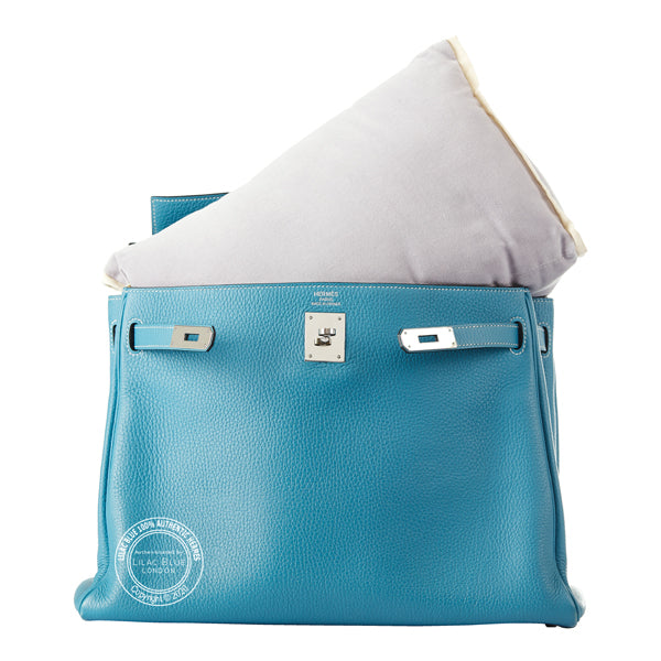 Lilac Blue London Bag Bolster - Grey with Ivory Piping