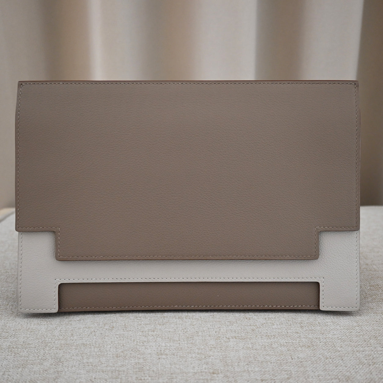Hermès Multiplis Clutch 24cm Evercolor Gris Asphalte/Gris Perle