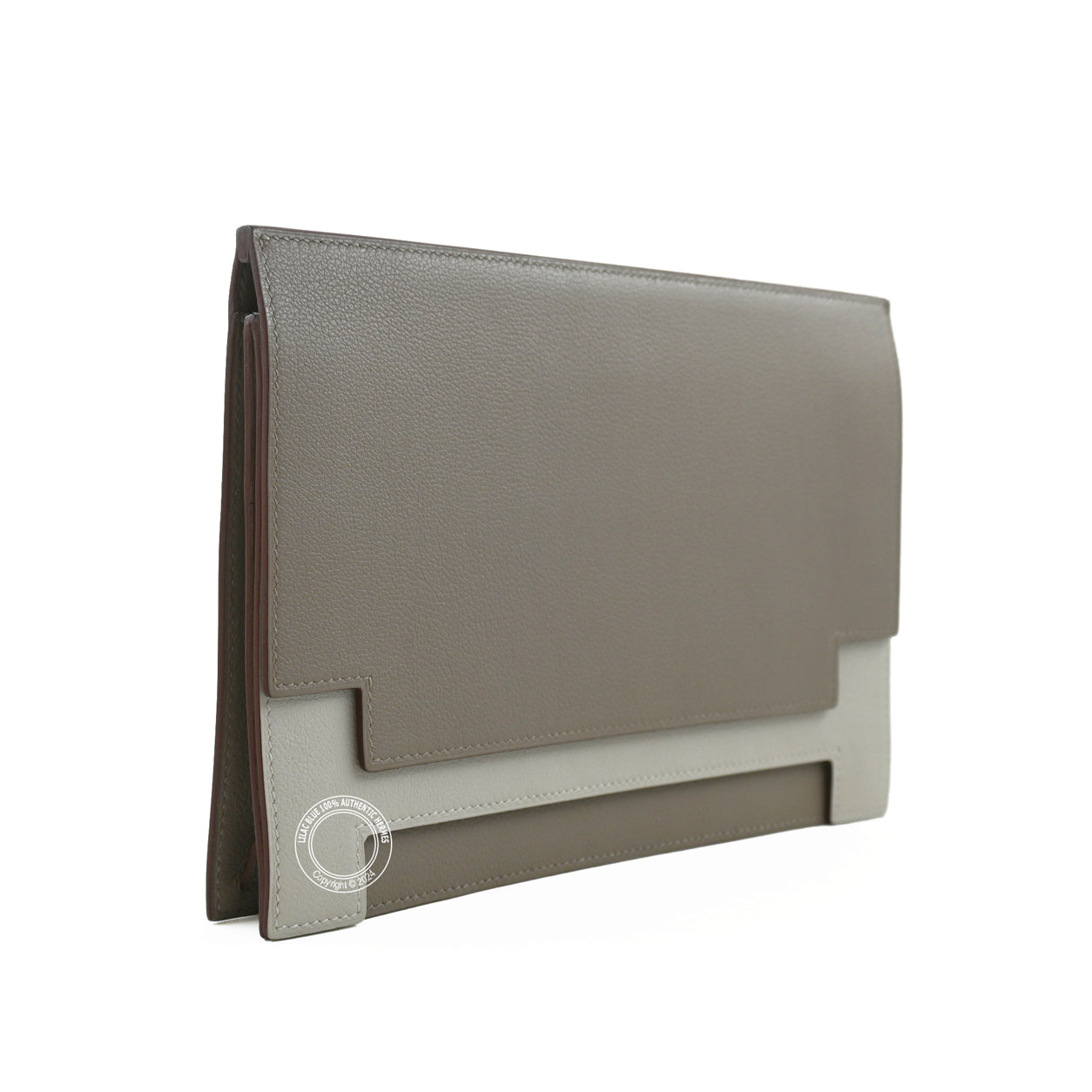 Hermès Multiplis Clutch 24cm Evercolor Gris Asphalte/Gris Perle