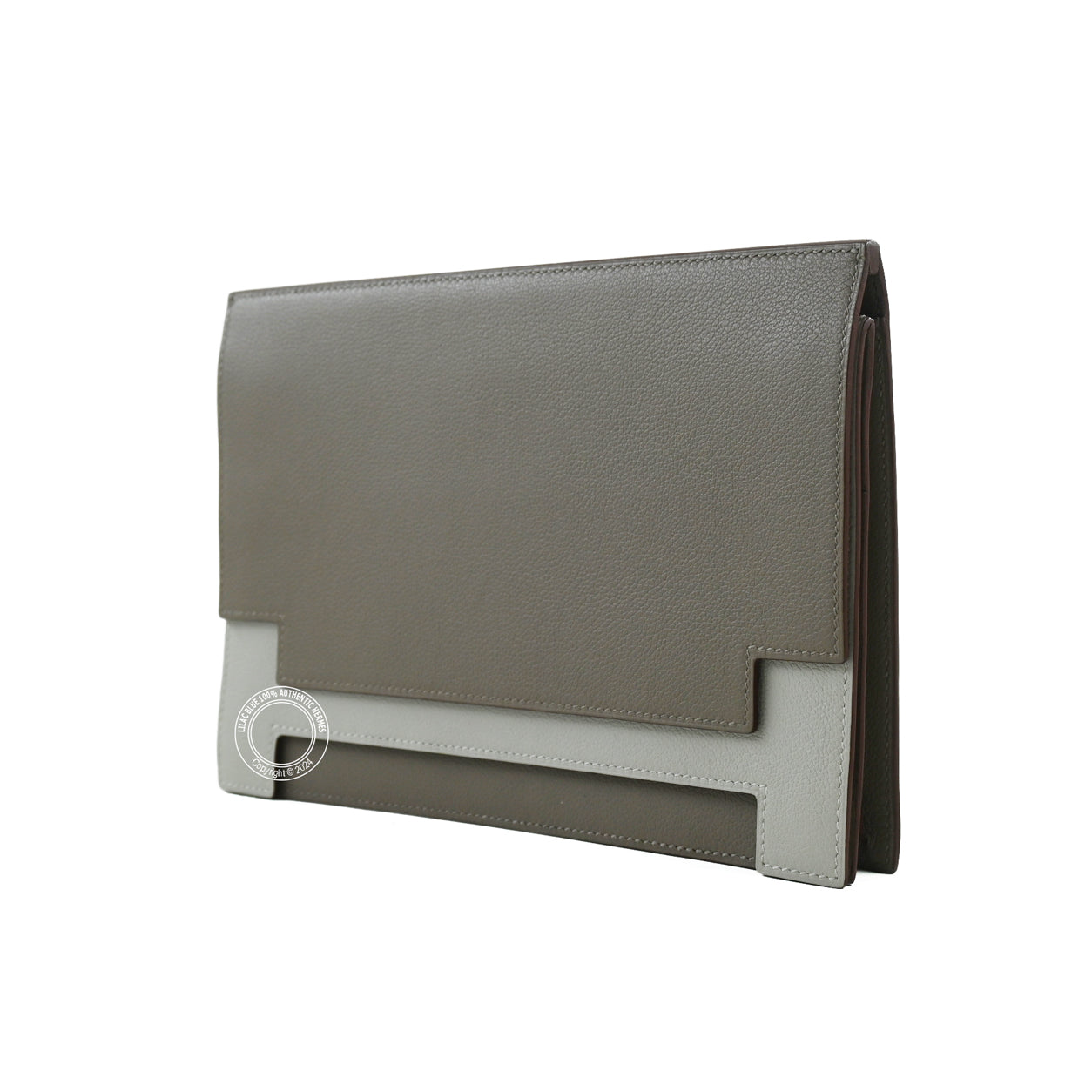 Hermès Multiplis Clutch 24cm Evercolor Gris Asphalte/Gris Perle