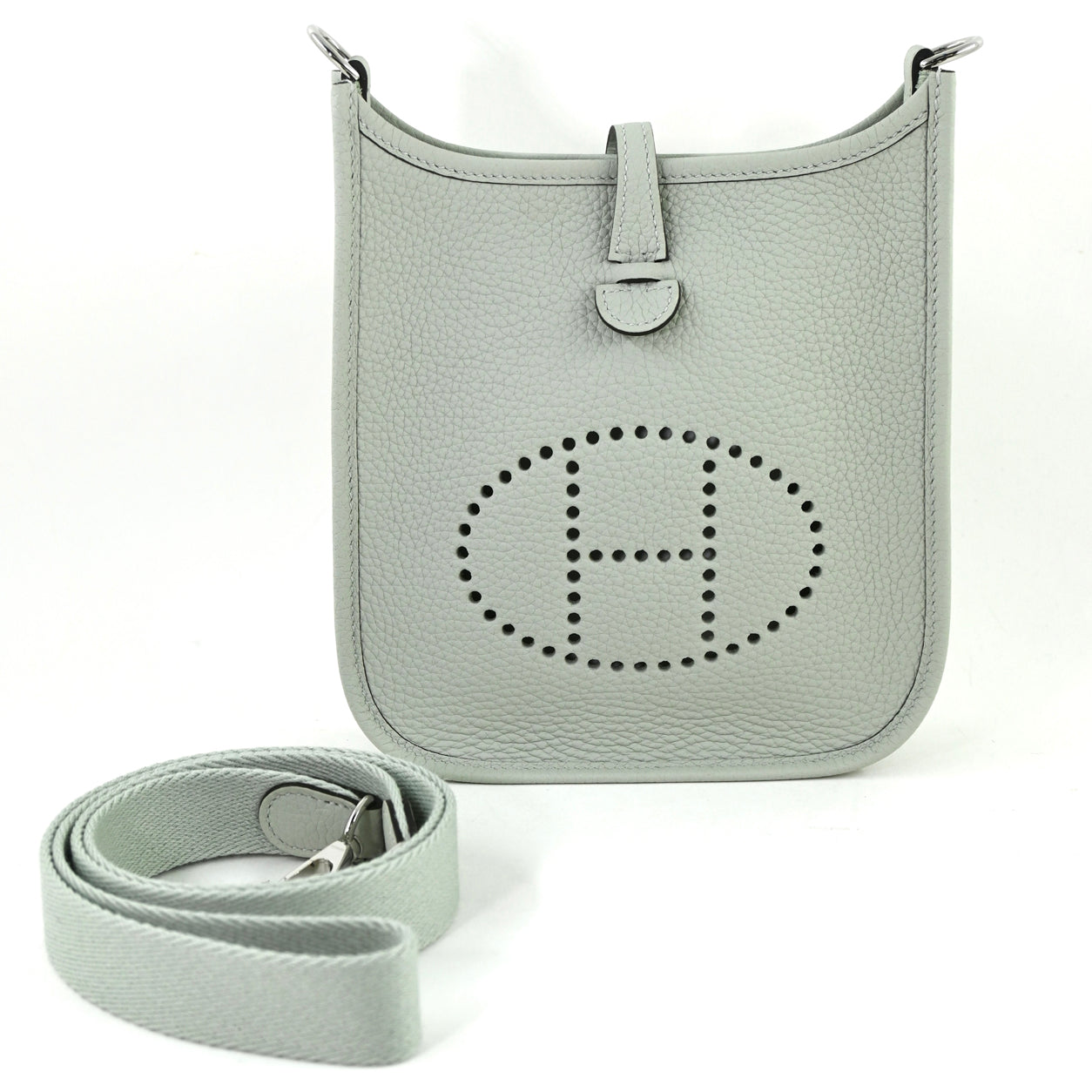Hermès Evelyne 16cm Gris Neve Mini Clemence PHW